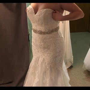 Morilee strapless lace mermaid wedding dress